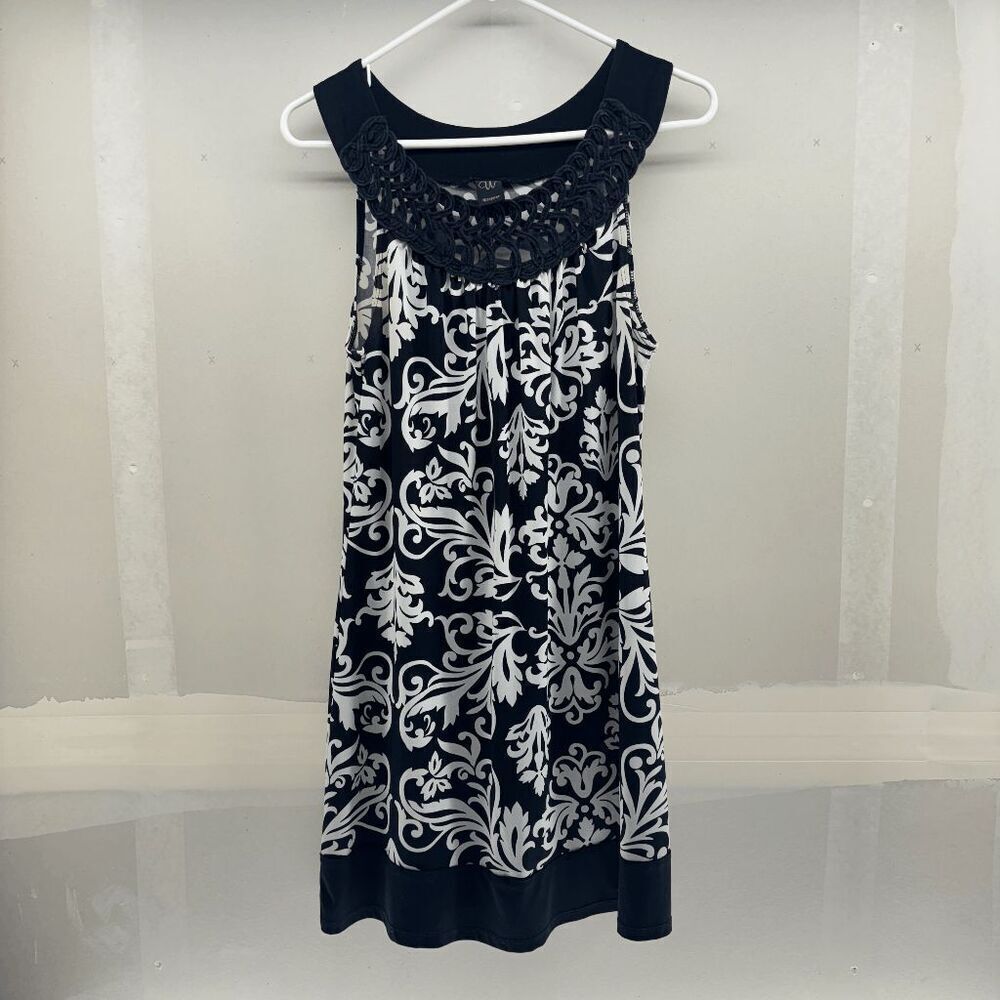 WRAPPER Womens Size S Sleeveless Print Dress Polyester/Stretch Black White